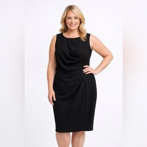 Donna Karan Elegant Black Ruched Fitted Sleeveless Dress 12